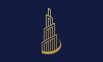 Luxury gold color Building logo template for company, luxury tower logo.