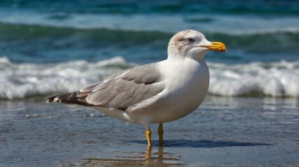 Fototapeta premium Seagull in ocean closeup 