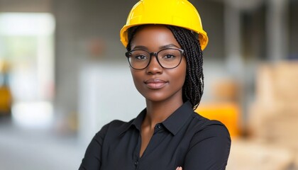 Confident Female Architect in Office: Professional Technical Expert Showcasing Corporate Culture and Diversity. Labor Day Concept with Overtime Work. Inclusive Business Environment for Marketing, Best