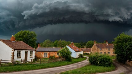  Severe weather front looming over village