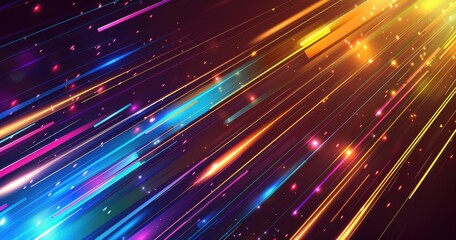 Obraz premium A vibrant abstract design featuring colorful light streaks against a dark background, ideal for digital art or graphics.