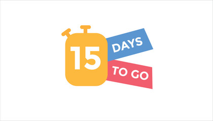 15 days to go Countdown number banner templates. time icon. Vector Illustration 