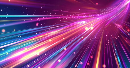Fototapeta premium A vibrant abstract design featuring dynamic lines and glowing particles, evoking a sense of movement and energy.