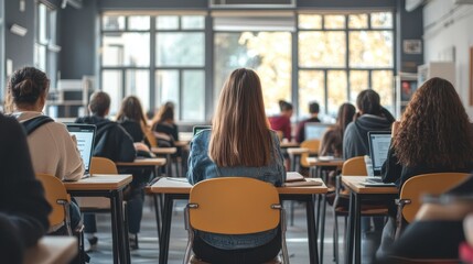 Obraz premium Students Studying in a Classroom