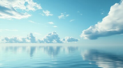 Obraz premium Develop a soothing pale blue background with gentle, wispy clouds drifting across, reflecting a calm