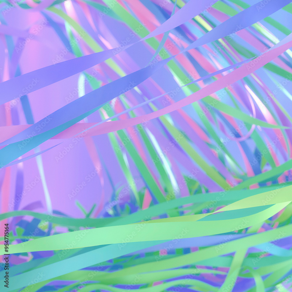 Fototapete 3d rendering digital illustration with a colorful and abstract composition consisting of many thin wavy lines