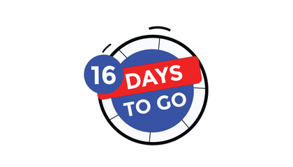 16 days to go Countdown number banner templates. time icon. Vector Illustration 
