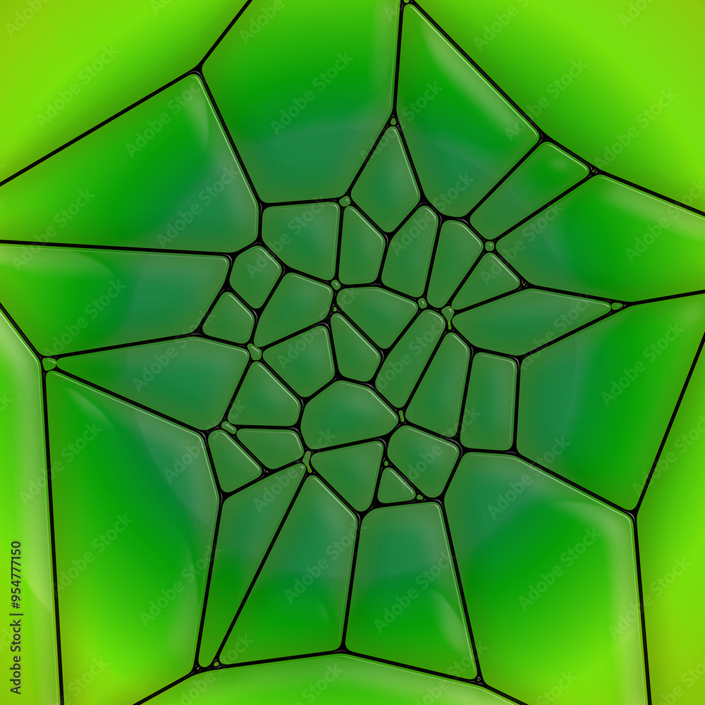 Aufkleber digital illustration of a fractal plastic pattern with a bright yellow-green gradient. 3d rendering