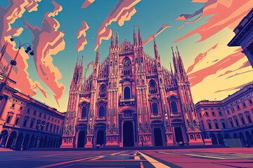 Fototapeta premium Stunning Duomo di Milano: A Geometric Perspective