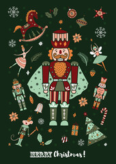 Ballet the Nutcracker. Cute Christmas vector poster. 
Interior poster
