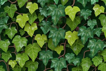 Vibrant 3D Illustration of Hedera Helix Ivy Showcasing Detailed Leaf Textures and Natural Growth Patterns