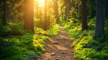 Fototapeta premium Sunlit Forest Path