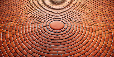 Fototapeta premium a photo image of a redbrick textured surface with subtle AI-generated contour lines forming a precise circle