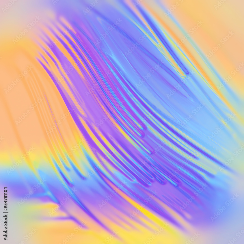 Leinwandbilder illustration of an elegant wavy pattern with colored highlights. 3d rendering