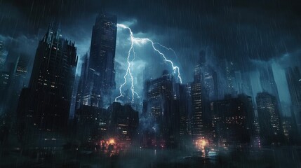 Fototapeta premium Stormy Night in the City