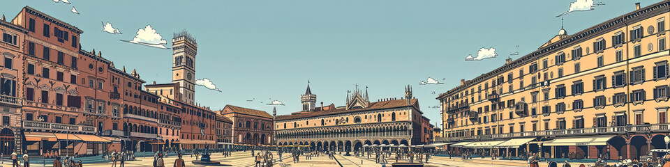Obraz premium Vibrant Piazza del Campo: A Geometric Perspective