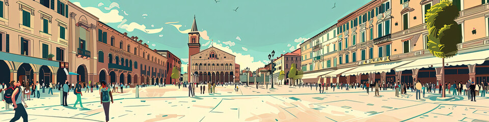 Obraz premium Charming Piazza delle Erbe: A Geometric Perspective