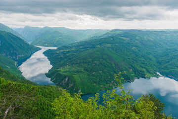 «Banjska Stena» Lookout over green mountains, Perućac Lake & Drina Canyon,