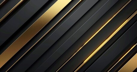 Obraz premium A sleek, modern abstract design featuring diagonal black and gold stripes, creating a luxurious and elegant visual effect.