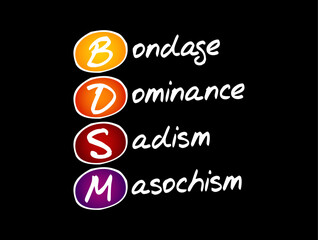 BDSM - Bondage, Dominance, Sadism, Masochism acronym, text concept background