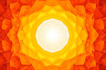 background with a gradient of orange and yellow, with a white hexagon in the center.


