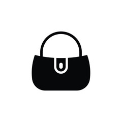 Ladies hand bag black and white flat vector icon design. Hand bag clip art and symbol