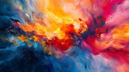 Energetic Abstract Brushstrokes in Vivid Colors - Dynamic and Chaotic Artistic Background