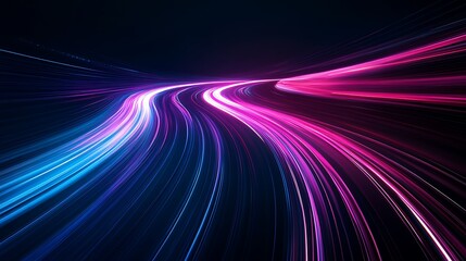 Neon Light Trails on Dark Abstract Background - Vibrant and Energetic Illumination