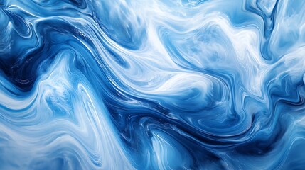 Obraz premium Oceanic Elegance - Abstract Blue and White Swirling Patterns with Fluid Motion and Soft Gradients