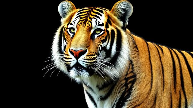Majestic tiger profile in natural light highlighting its striking features and vivid colors