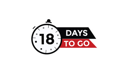 18 days to go Countdown number banner templates. time icon. Vector Illustration 
