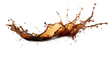 Splashes of coffee liquid splash in large waves, perfect for food or drink advertising, graphic design projects, and social media content