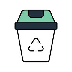 recycle bin color line icon with white background vector stock illustration