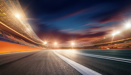 Race track corner in motion, dynamic drive, high speed view