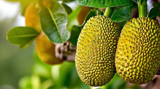 jackfruit  hanging from  a tree