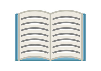 Libro de texto abierto con cubierta azul