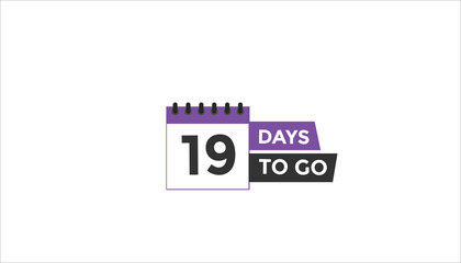 19 days to go Countdown number banner templates. time icon. Vector Illustration 
