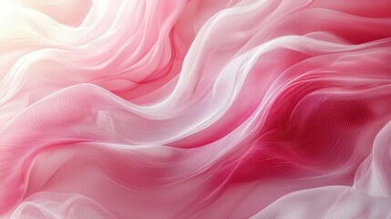 Fototapeta premium Hopeful Touch - Pink and White Abstract Swirl Background with Breast Cancer Ribbon Accent