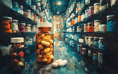 Visualize the pharmaceutical industry focusing on profit by preying on vulnerable groups, showcasing corporate exploitation and unethical practices with strong, evocative imagery