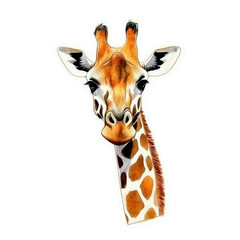Obraz premium Watercolor giraffe sticker style, cut out, isolated on transparent background