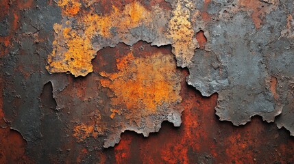 Close-up of Rusted Metal Surface with Flaking Paint