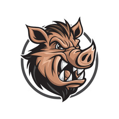 Obraz premium Wild boar design logo illustration with text on white background