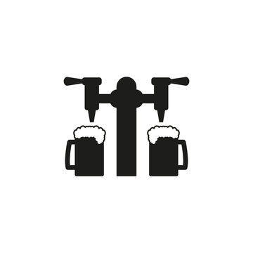 black beer tap pouring two mugs clip art preview
