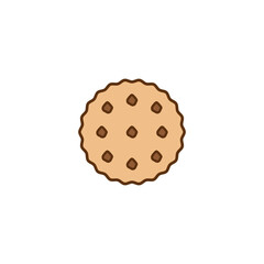Round cookie icon. Biscuit and cracker symbol. Colored vector illustration on white background. 