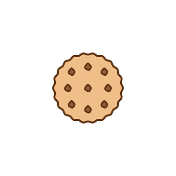recommend clip art: Round cookie icon. Biscuit and cracker symbol. Colored vector illustration on white background. 