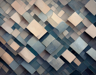 Abstract Mosaic Tiles in Muted Pastel Tones Geometric Texture Background with Vintage Pattern