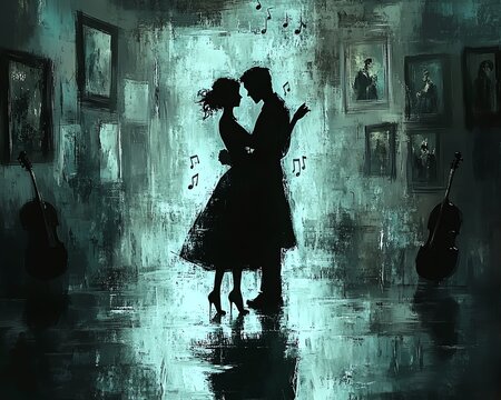 animestyle couple dancing in a dark