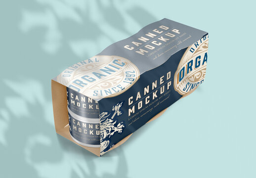 Packaging with Tin Cans Mockup