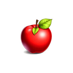 Red Apple. Flat Vector Illustration Of A Red Apple On White Background.