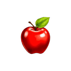Red Apple. Flat Vector Illustration Of A Red Apple On White Background.